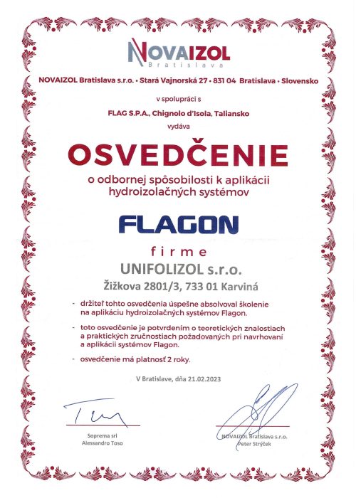 UFI _certifikace Flagon_ PVC