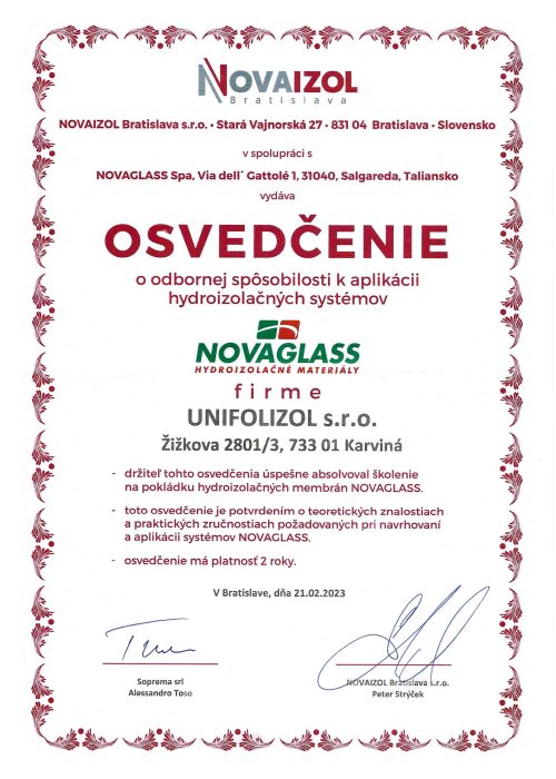 UFI_certifikace asfalt_novaizol